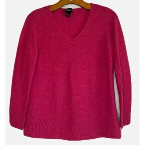 Eileen Fisher Wool V-Neck Pull Over Light Sweater Large - Picture 1 of 7